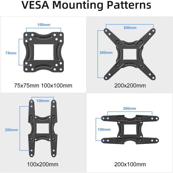 Кріплення для телевізора Suptek TV-Wandhalterung 13-42 дюйми, поворотне, нахильне, чорне, до 20 кг, VESA 200x200 MM, MA1345