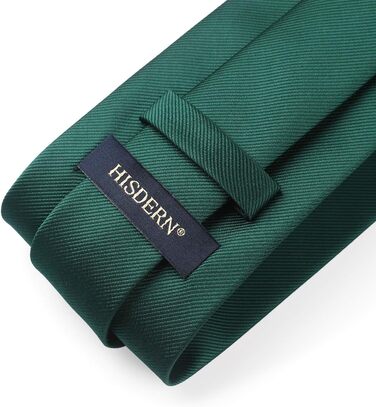 HISDERN Комплект краватки, нагрудного хустинки та краваткової затискачки для весілля. Однотонні кольори, універсальний розмір, зелений.