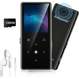 MP3-плеєр AiMoonsa 64GB з Bluetooth 5.2, FM-радіо, HiFi-звук та E-Book функцією (чорний)