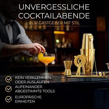 Набір для коктейлів EMPATION: професійний шейкер Boston 825мл з нержавіючої сталі, 8 предметів. Ідеальний подарунок для барменів-початківців та професіоналів.