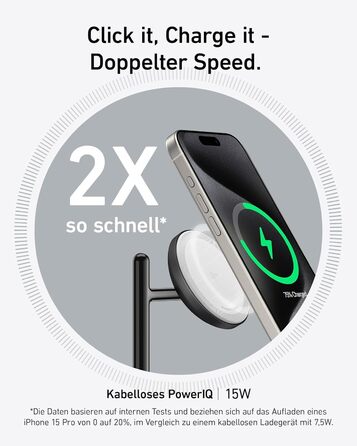 Anker MagGo 3-в-1 Бездротова Зарядка, 15W, MagSafe, Qi2, для iPhone 16/15/14/13, AirPods Pro, Apple Watch Ultra (з USB-C блоком живлення та кабелем), Чорний