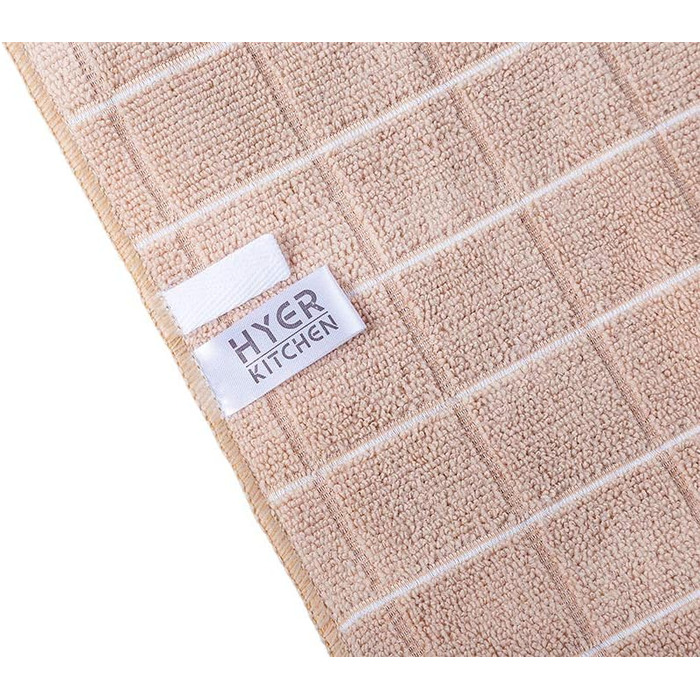 HYER KITCHEN Microfiber Dishcloths – Soft, Super Absorbent, and Lint-Free Kitchen Towels – 8 Pack (Lattice Designed Camel Colors) – 66 x 45 cm (Camel)
