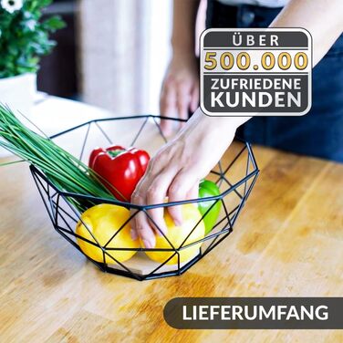 Металева фруктова ваза Chefarone - декоративний фруктовий кошик вінтаж чорного кольору (26x26x12 см)