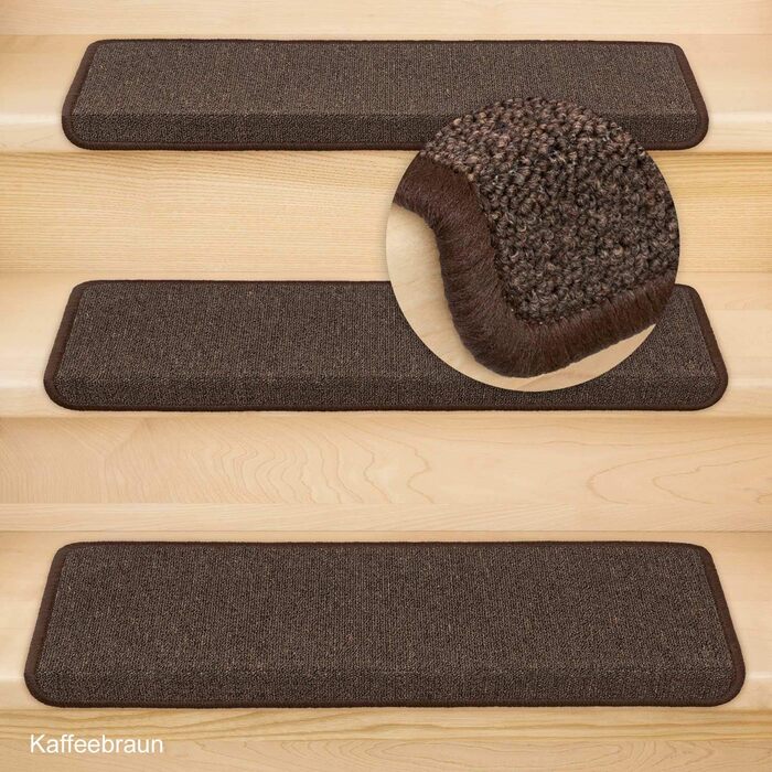 Kettelservice-Metzker Stair Treads/Step Mats in a 15-Piece Value Set, Rectangular, Coffee Brown, Coffee Brown, Rectangular, 15 Pieces