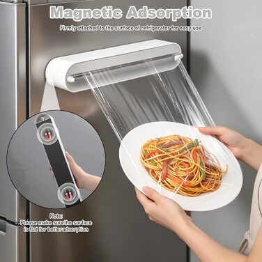 Диспенсер для харчової плівки та фольги Magnetischer Frischhaltefolienspender зі слайсером, ніж для плівки та фольги, кріплення без свердління