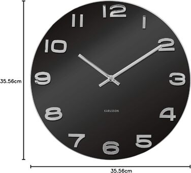 Karlsson Wall Clock Vintage - White - Ø35cm - Round - Glass - Modern Living Room Wall Clock - Wall Clocks (Black)