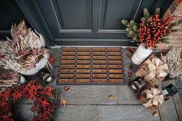 Килимок для вхідних дверей Hanse Home з кокоса та гуми 40x60 см, протиковзкий брудозахисний килимок для вулиці та дому, всепогодний