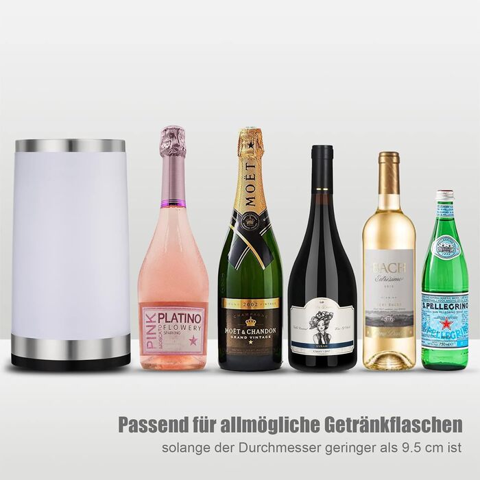 Elrigs Wine Cooler with Ambient RGB Touch Lamp | Bottle Cooler with 2 Cooling Pads for 750ml Champagne/Wine | Ideal as a Wine Gift for Women/Men | Wine Accessory for Party/Dinner