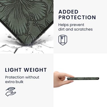 Чохол-книжка kwmobile для Kobo Libra Colour/Tolino Vision Color - з квітковим малюнком, зелений