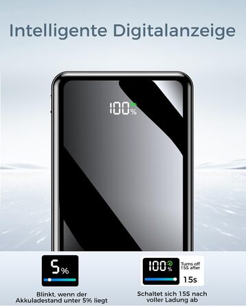 Портативний акумулятор Power Bank 26800mAh з LED дисплеєм, швидкою зарядкою 22.5W USB-C PD3.0 & QC4.0, чорний. Сумісний з iPhone 16 Pro Max, Galaxy S25 Edge/S24, планшетами