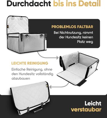Extra Stable Dog Car Seat - Reinforced Walls & 5 Straps - Waterproof Dog Car Seat for Rear & Front Seat (Standard Size)