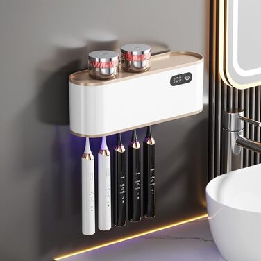 Електричний стерилізатор для зубних щіток UV, USB-організатор для 5 щіток, сушка, настінний, білий