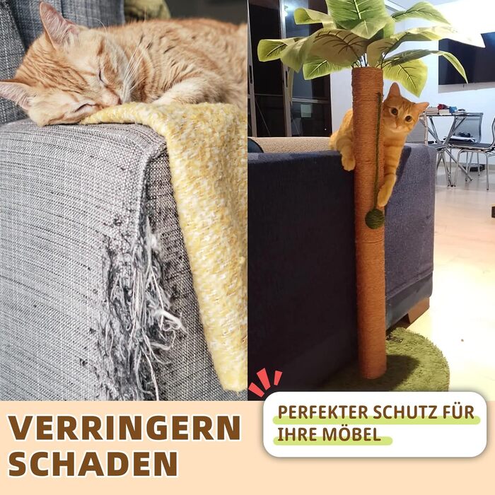 84 cm Scratching Posts Cute Cat Scratcher Kitten Scratch Tree with Sisal Rope for Indoor Cats Palm Cat Scratching Tree with Dangling Balls for Small Cats