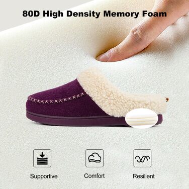 Тапочки жіночі LongBay з ворсистого матеріалу з меморі-піною, м'яке Sherpa-підкладка, для дому та вулиці (38/39 EU, фіолетовий)