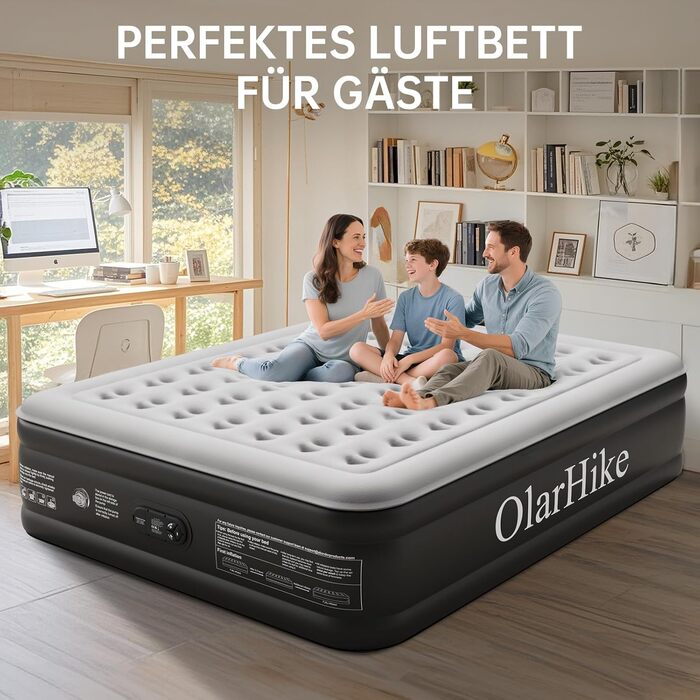 Надувний матрац OlarHike для кемпінгу та дому, 200 x 90 x 46 см, самонадувний, з інтегрованою помпою