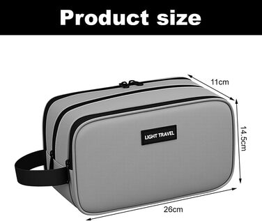 Чоловіча косметичка-органайзер, водонепроникна з PU-шкіри, сіра. Двошарова туалетна сумка для подорожей