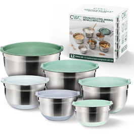 Набір місок для змішування Cook With Color (6 шт.), нержавіюча сталь, колір шавлія