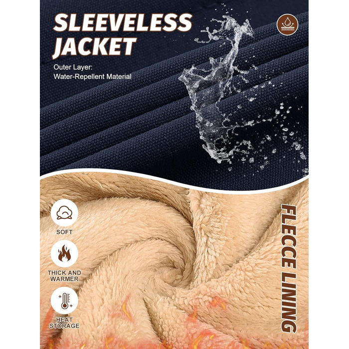 Чоловіча степкова жилетка Lonya Weste: водонепроникна, легка, з флісовою підкладкою та кишенями (М, темно-синій)