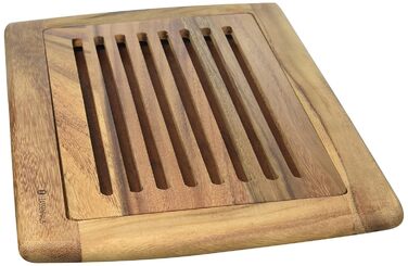 Zassenhaus Bread Cutting Board, Grooved, 42 x 28 x 2 cm, With Removable Crumb Catcher, Acacia Wood, Cutting Board for Bread, Rolls and Baguettes, Wooden Kitchen Board, Blade-Friendly