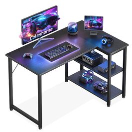 Ігровий стіл Coleshome 100x70 см, кутовий, з обертовим відсіком для зберігання, чорний