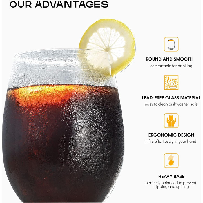 Набір келихів для вина PROST! 6 шт. 491 мл з кришталевого скла без свинцю, для червоного та білого вина, підходить для миття в посудомийній машині