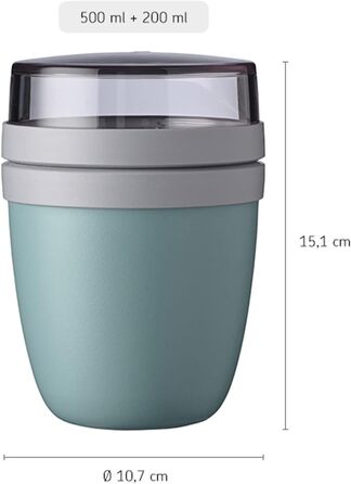 Mepal Lunchpot Set with Folding Spoon, Ellipse – Vivid Mauve – practical muesli cup and container for transporting food