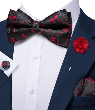 Комплект краватки та хустинки Barry.Wang Paisley для чоловіків, чорно-червоний, для весілля та урочистих подій