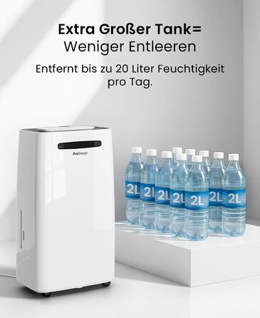 Про Breeze - відбійник повітря 20 л/24 год. Підходить для приміщень до 30 м². 4 режими роботи, цифровий дисплей, шланг для зливу, функція сушіння білизни, таймер. Захист від вологи та плісняви.