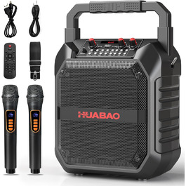 Портативна караоке-машина з Bluetooth, мікрофоном та підключенням TF/USB/FM/AUX для дому та вечірок (2 мікрофони)