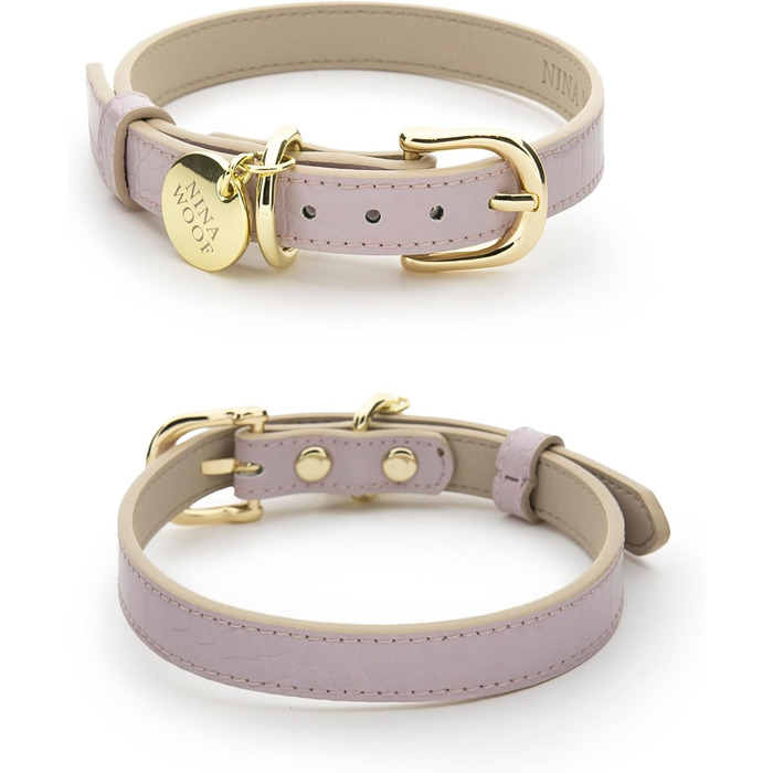 Нашийник для собак Nina Woof Milan з веганської шкіри, м'який, регульований, з крокодиловим тисненням, фіолетовий, розмір M, обхват шиї 38–48 см