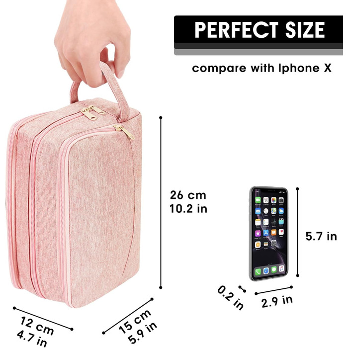 Чоловічий дорожній туалетний органайзер WANDF, косметичка для подорожей, сумка-органайзер для косметики (Джинс, Pure Rosa)