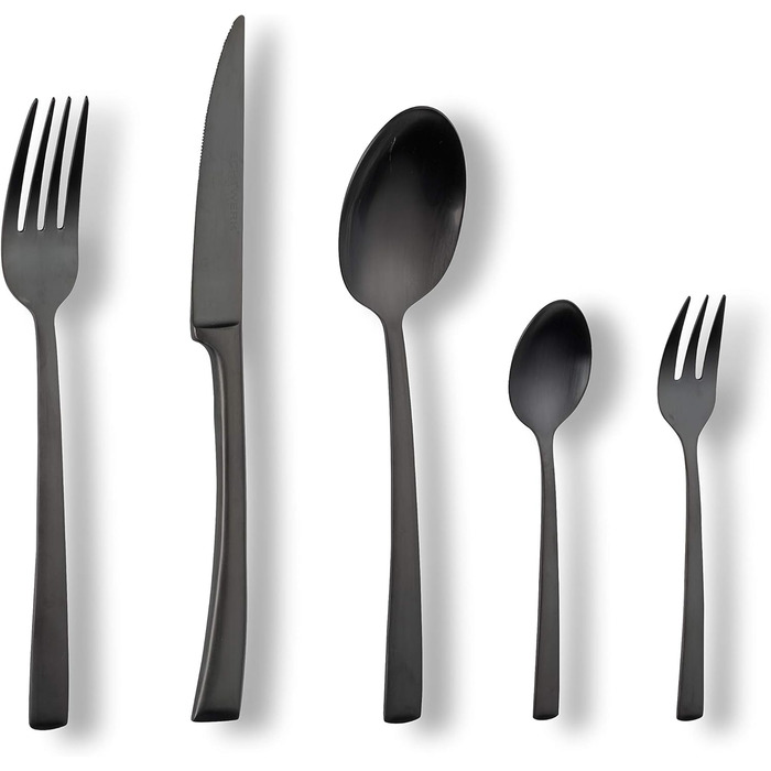 ECHTWERK Tableware Set Avelino, Black Edition, 20-piece, cutlery set for up to 4 people, 18/10 stainless steel, matte finish, high-quality cutlery set, for dining table, table decoration for weddings & festive occasions.
