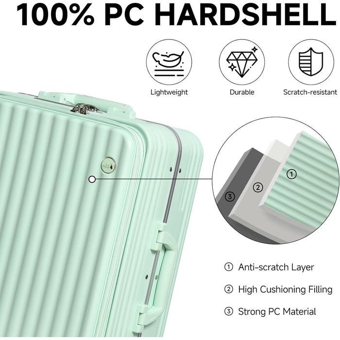 Набір валіз Sea Choice Hartschalen 2 шт. (Trolley, 55/78 см) з TSA замком та тримачем для напоїв, зелений