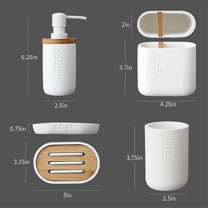 Набір аксесуарів для ванної кімнати з бамбуком/деревом, набір для ванної кімнати, аксесуари для кухні, себорегулятор, тримач для зубних щіток, мильниця