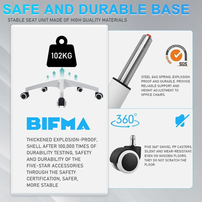 Офісний стіл з регульованими підлокітниками, ергономічний стілець з сітчастою спинкою, підтримка попереку, регульована висота, м'яке сидіння, обертовий на 360°, сірий