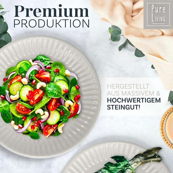 Набір посуду Steingut Hygge для 4 осіб (12 предметів) – бежевий, преміум якість, набір посуду Pure Living