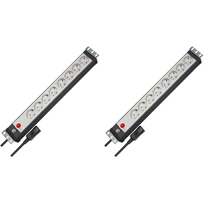 Бренненштуль Преміум-лайн: мережевий фільтр 8-fach (2 шт.) для серверних шаф, 3м, Made in Germany, чорний/світло-сірий