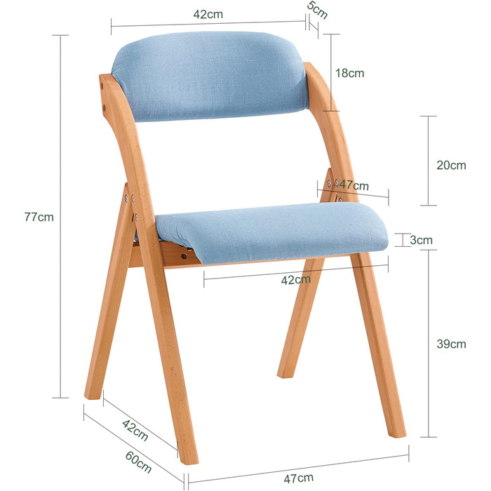 SoBuy FST92-GR Folding Chair Kitchen Chair with Padded Seat and Backrest Green WxHxD approx.: 47x77x60cm Green (4 chairs, Blue)
