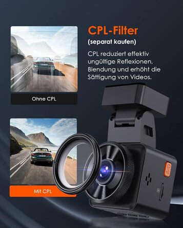 VANTRUE E1 Lite Mini Dashcam: відеореєстратор для авто з WiFi, 1080P HDR, 30fps, GPS, G-Sensor, нічне бачення, паркувальний режим, 160°