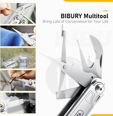 BIBURY Multifunctional Pliers with Bottle Opener, Foldable Multitools for Men, Portable Multifunction Tools with Lockable Blades, Multi Tool ideal for Outdoor, Camping, Hiking, Repairing...