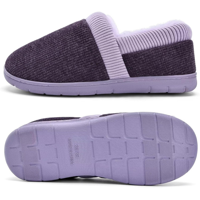 Тапочки для дому жіночі теплі з меморі-піною зимові, розмір 36-43 EU, м'ятно-зелені (42/43 EU, фіолетові)