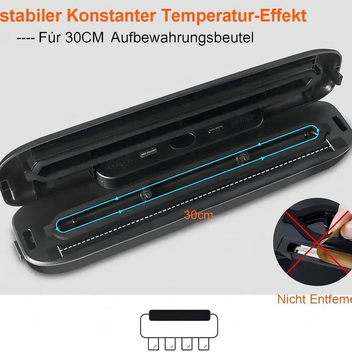 MeteMake Вакууматор автоматичний для продуктів харчування, One-Touch вакуумна запайка, компактна модель (чорний)