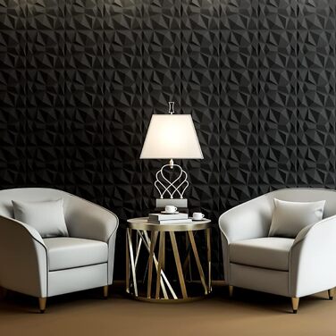 3D Панелі для стін Art3d, 33 шт., 30x30 см, матовий чорний, ПВХ, водостійкі