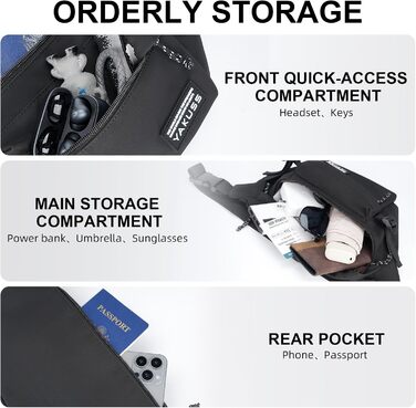 Спортивна нагрудна сумка YaKuss, велика водонепроникна поясна сумка через плече, регульований ремінь для бігу, подорожей, чорна