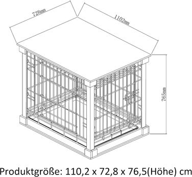 Дерев'яний вольєр для собак Dobar® розмір M - Будка для собак з поверхнею столу - Будка для собак для дому - Будка для собак з масиву дерева - журнальний столик - 83 x 55 x 59 см - Білий