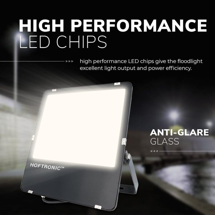 HOFTRONIC - LED Floodlight Outdoor 200W 32000 Lumens 160lm/W 4000K Neutral White Outdoor Floodlight Super Bright Floodlight Outdoor Spotlight 5 Year Warranty