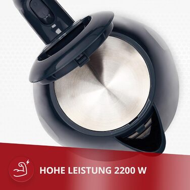 Електричний чайник MPM MCZ-85/G1, 1.7 л, без BPA, бездротовий, 360° обертання, антинакипний фільтр, автоматичне вимкнення, чорний, 2200W, графіт