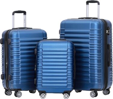 Набір валіз та ролер Beibye з подвійними колесами (Кофе, Блакитний)