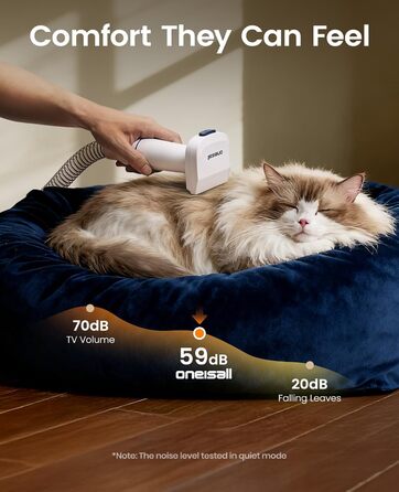 Машинка для стрижки собак Oneisall з пилососом, потужність 12000 Па, видаляє 99.99% шерсті, тиха, для собак та котів, 7 насадок