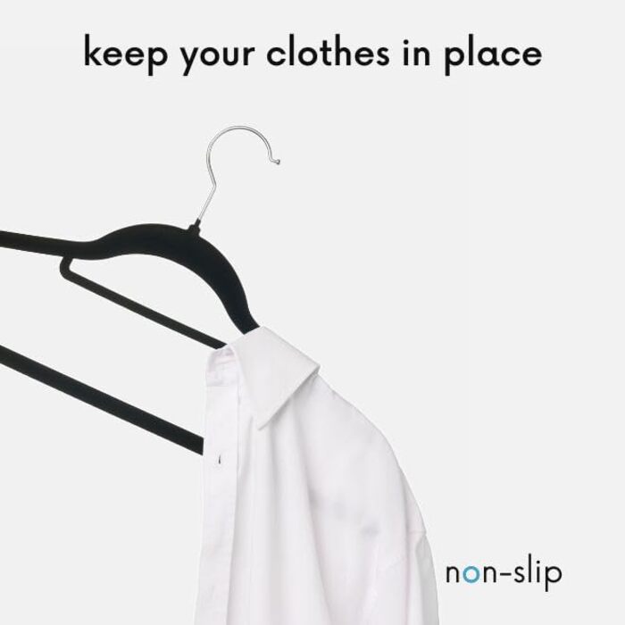 Набір вішалок для одягу OGIVO, 50 шт. - чорні, з антиковзаючою поверхнею, для краваток та сорочок